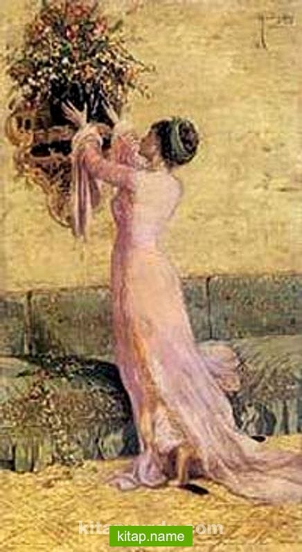 Çiçek Düzelten Kız / Osman Hamdi Bey (OHB 008-60×110) (Çerçevesiz)