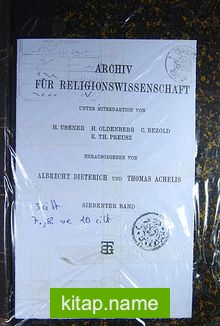 Archiv Für Religionswissenchaft 3 Cilt (6-B-3)