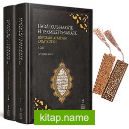 Hada’iku’l-Haka’ik Fi Tekmileti’ş-Şaka’ik – Nev’izade Atayi’nin Şaka’ik Zeyli (2 Cilt Takım) + Ahşap Ayraç – Osmanlı Desen + Ahşap Ayraç – Lale – Rölyef Cevizli