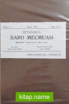 İstanbul Baro Macmuası Sayı:53-5 Mayıs 1931 KOD: 4-G-4